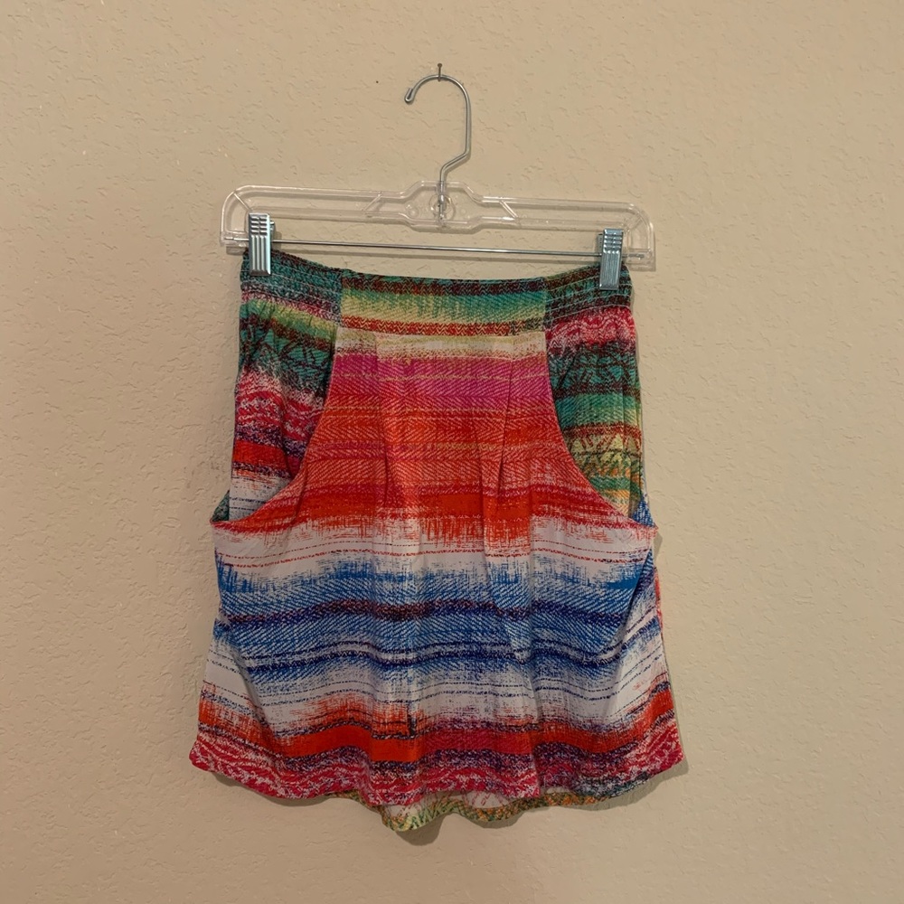 Colorful Pattern Mini Skirt with Pockets